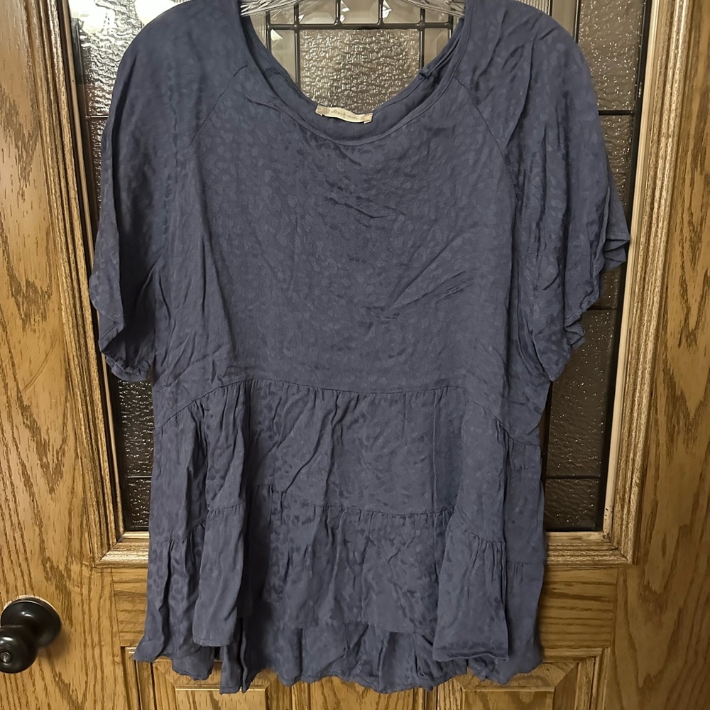 Altar'd State Textured Blue Blouse